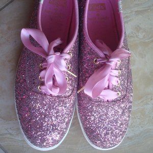 Pink Sparkly Glitter Kate Spade Keds Tennis Shoes